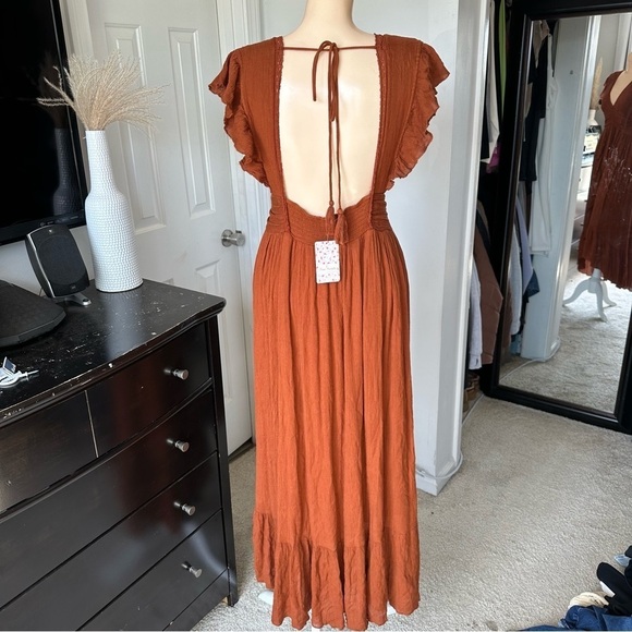 FREE PEOPLE ADA FLUTTER SLEEVE HIGH LOW DRESS - Picture 12 of 15